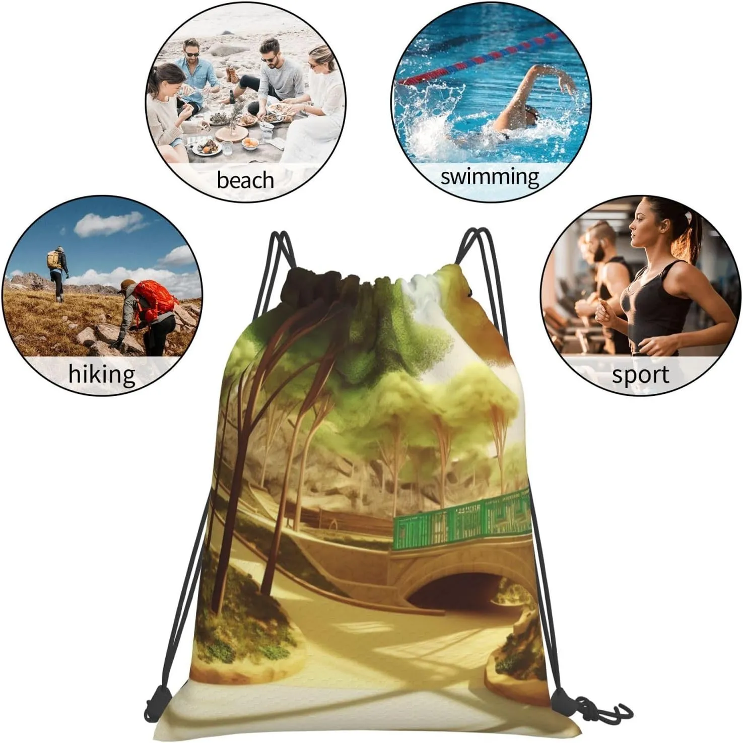 KHiry Drawstring Backpack Waterproof String Bag Park Drawstring Sackpack Gym Bag for Man Woman