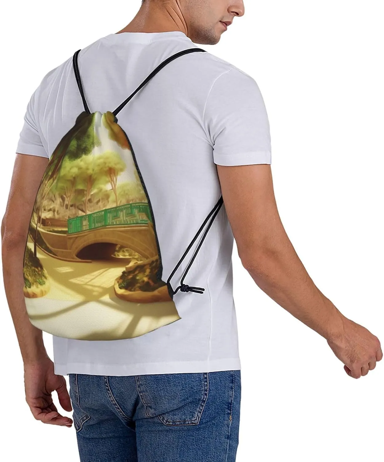 KHiry Drawstring Backpack Waterproof String Bag Park Drawstring Sackpack Gym Bag for Man Woman