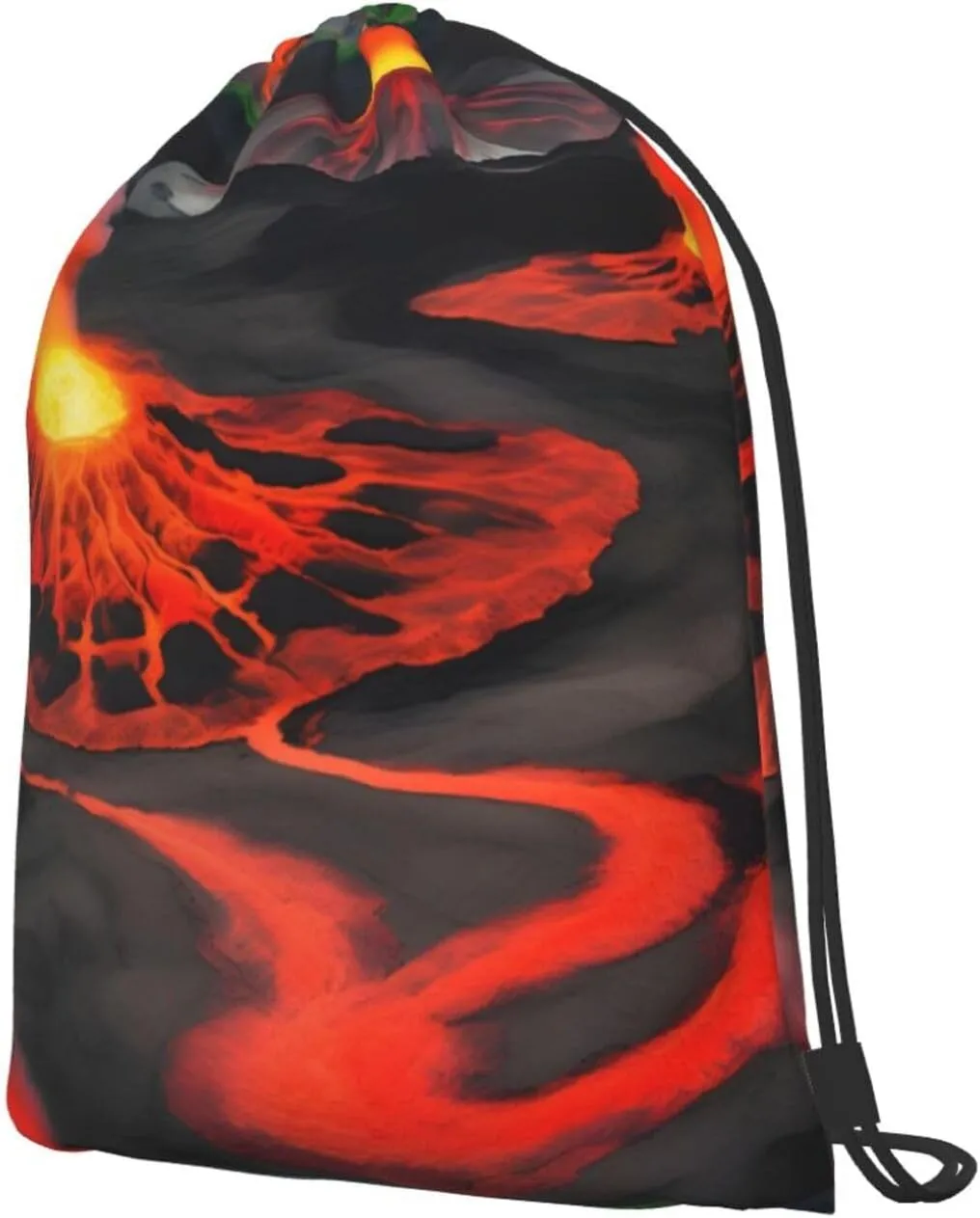 Kilauea Volcanos Drawstring Cinch Backpack Polyester Sack Pack String Bag For Hiking Camping Adventure