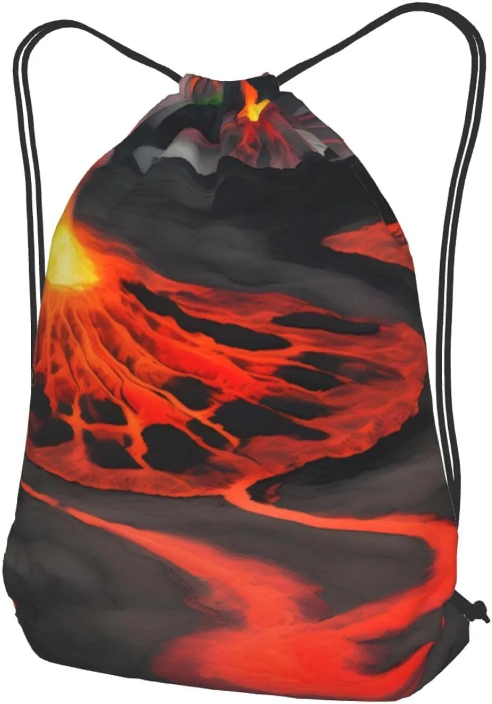 Kilauea Volcanos Drawstring Cinch Backpack Polyester Sack Pack String Bag For Hiking Camping Adventure