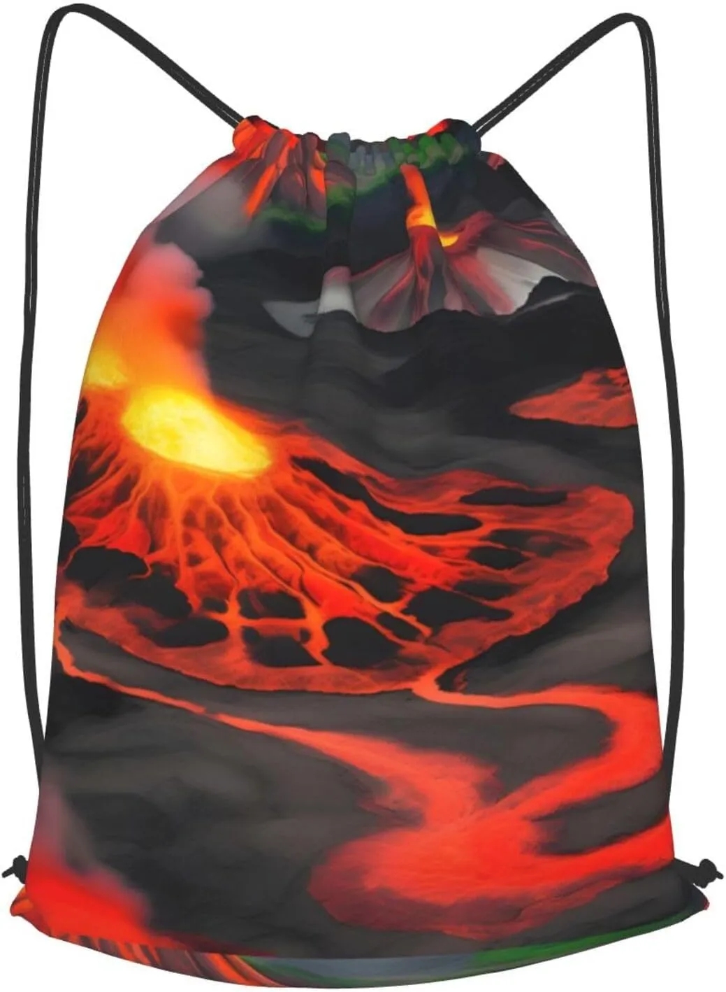 Kilauea Volcanos Drawstring Cinch Backpack Polyester Sack Pack String Bag For Hiking Camping Adventure