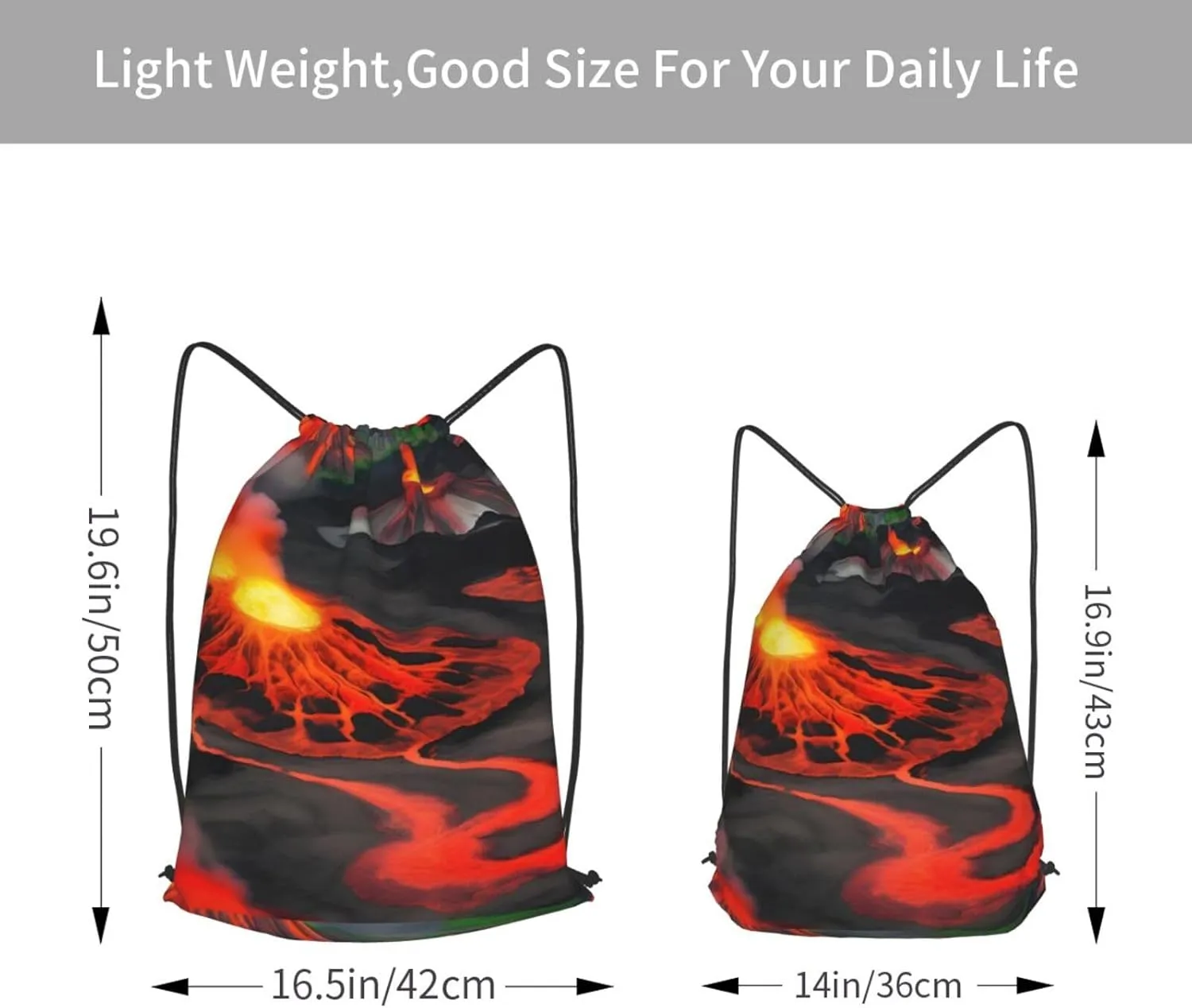 Kilauea Volcanos Drawstring Cinch Backpack Polyester Sack Pack String Bag For Hiking Camping Adventure