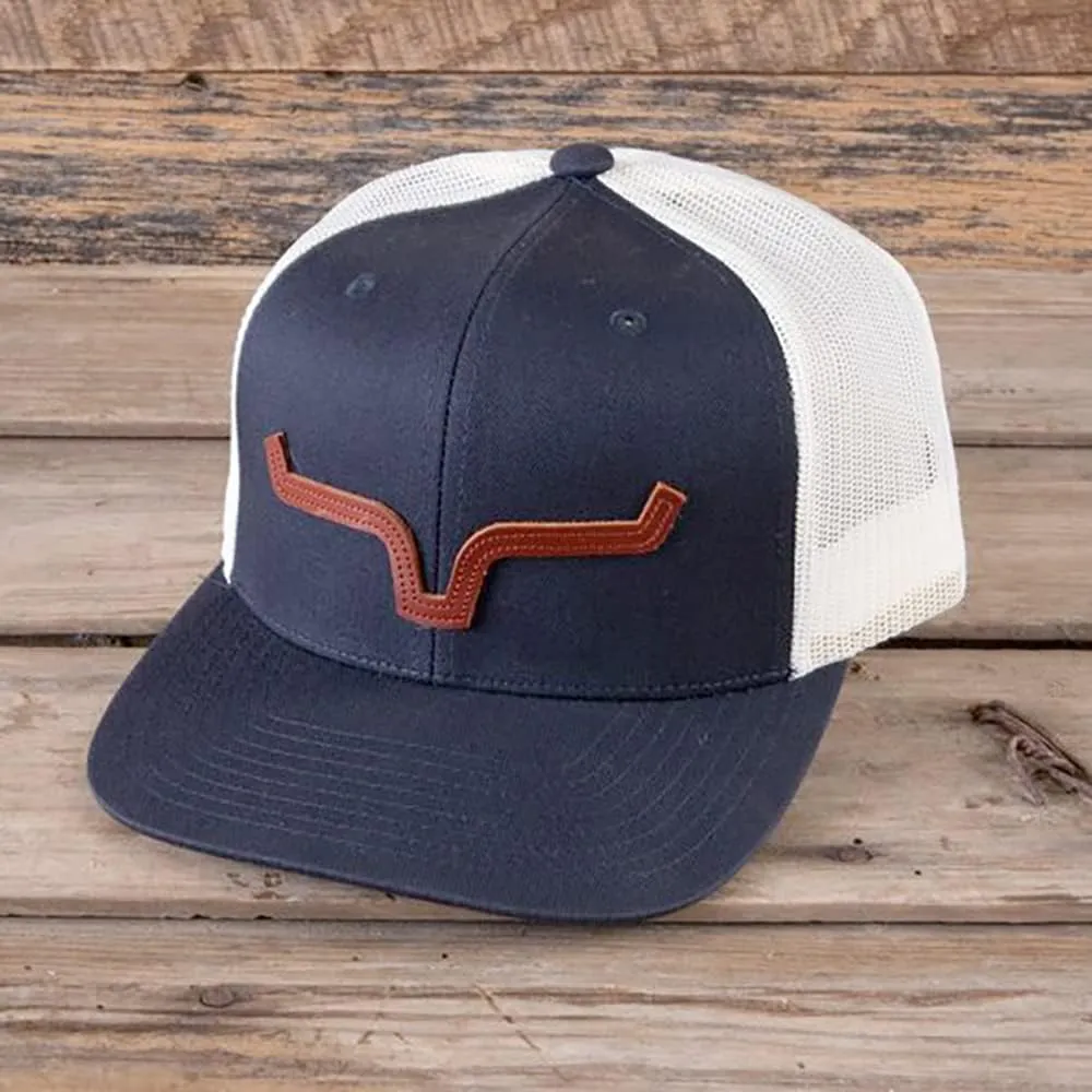 Kimes Ranch ATG Cap Leather Thick Die-Cut Horns Embroidered Patch Adjustable Snapback One-Size Hat