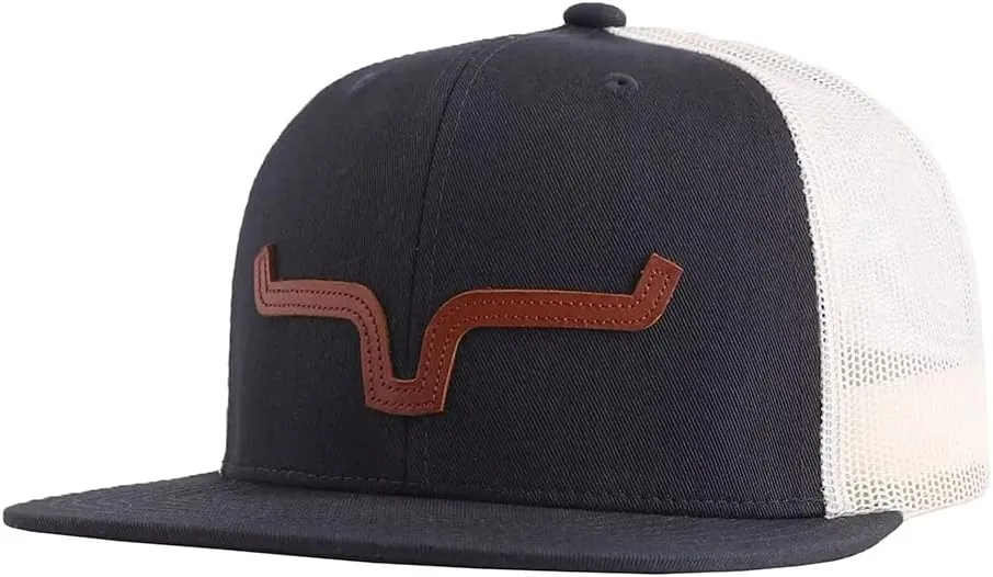 Kimes Ranch ATG Cap Leather Thick Die-Cut Horns Embroidered Patch Adjustable Snapback One-Size Hat