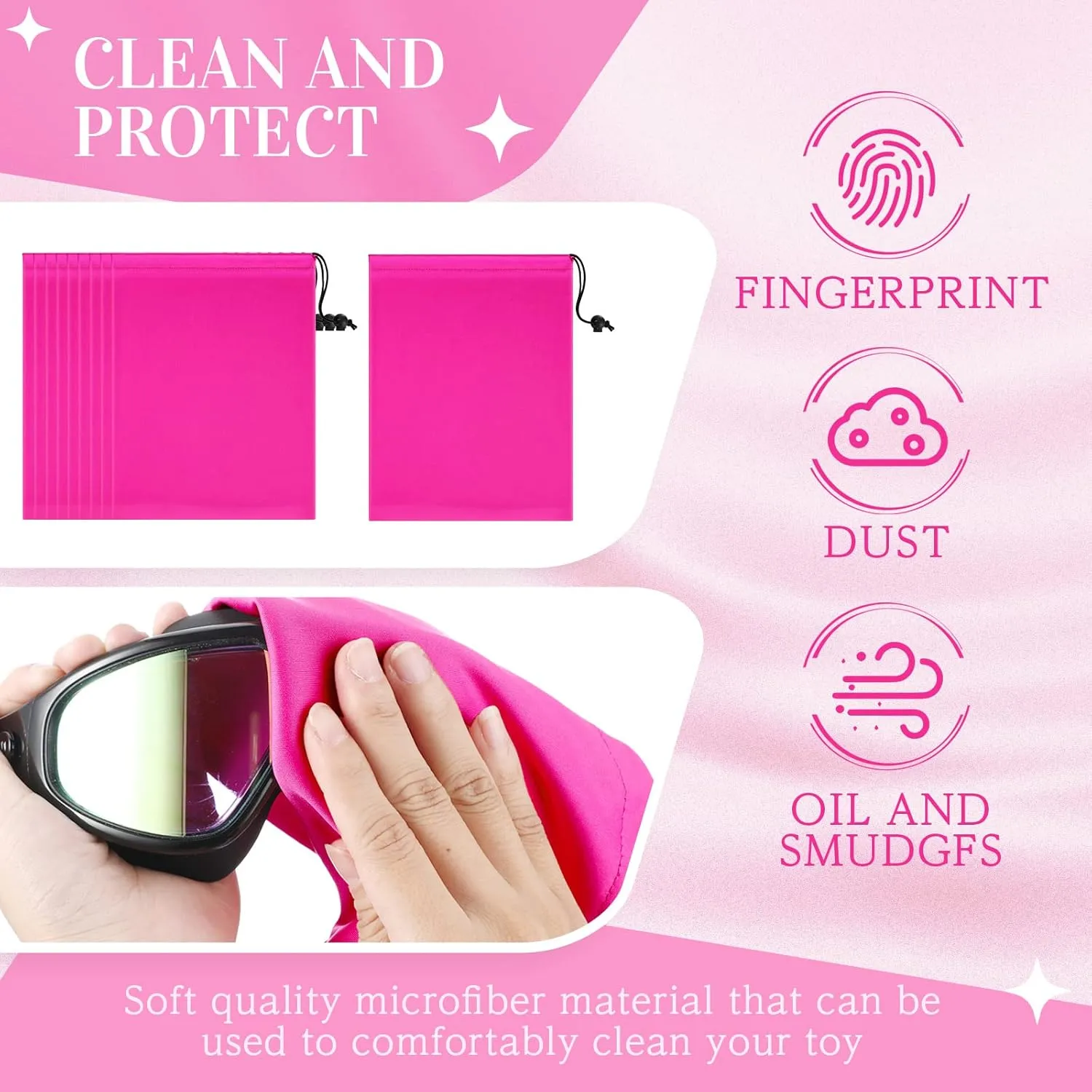 Konohan Toy Storage Bag Adult Microfiber Drawstring Bags Adjustable Small Cloth Pouch Foldable Ditty Pouch for Game Toy Cosmetic Glass(12 x 9 Inch,Pink)