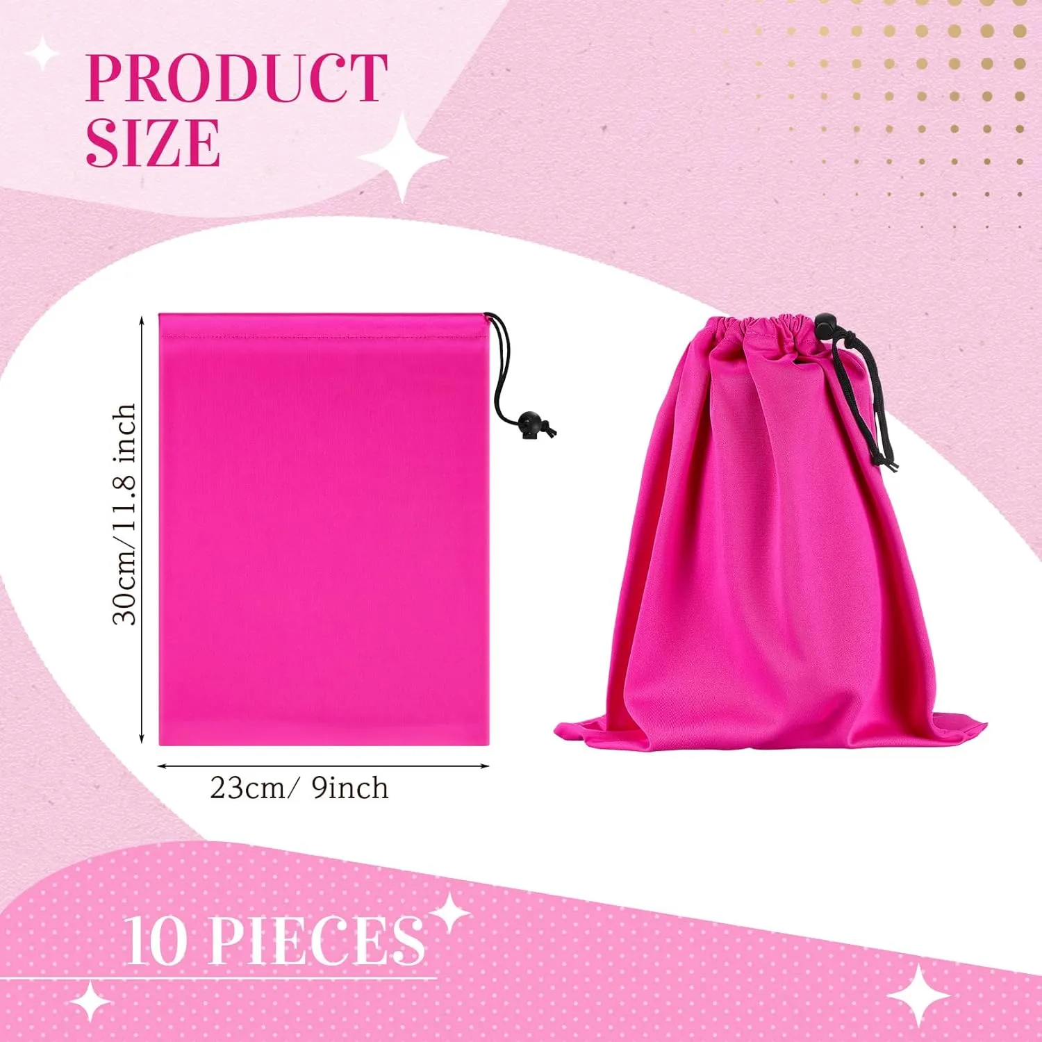 Konohan Toy Storage Bag Adult Microfiber Drawstring Bags Adjustable Small Cloth Pouch Foldable Ditty Pouch for Game Toy Cosmetic Glass(12 x 9 Inch,Pink)