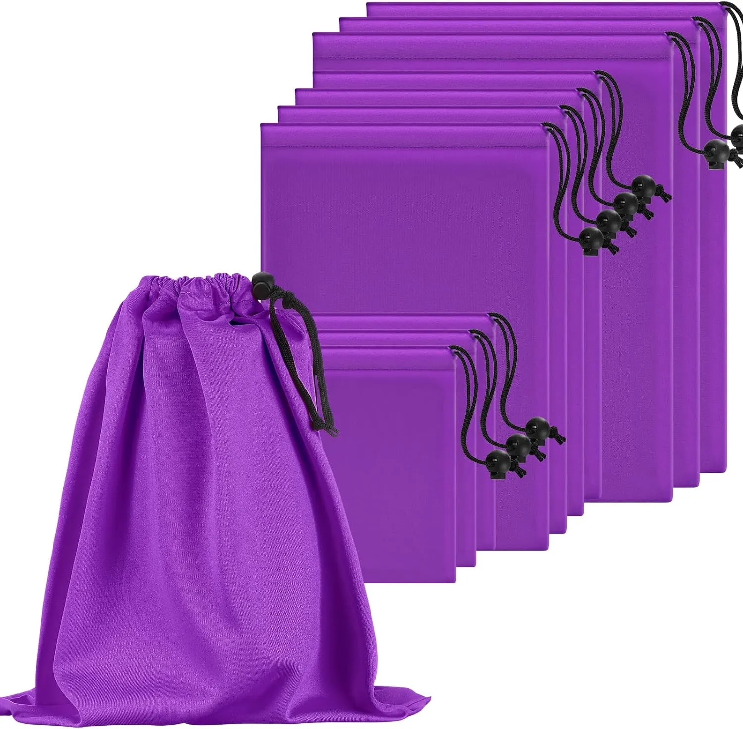 Konohan Toy Storage Bag Adult Microfiber Drawstring Bags Adjustable Small Cloth Pouch Foldable Ditty Pouch for Game Toy Cosmetic Glass(Mixed Sizes,Purple)