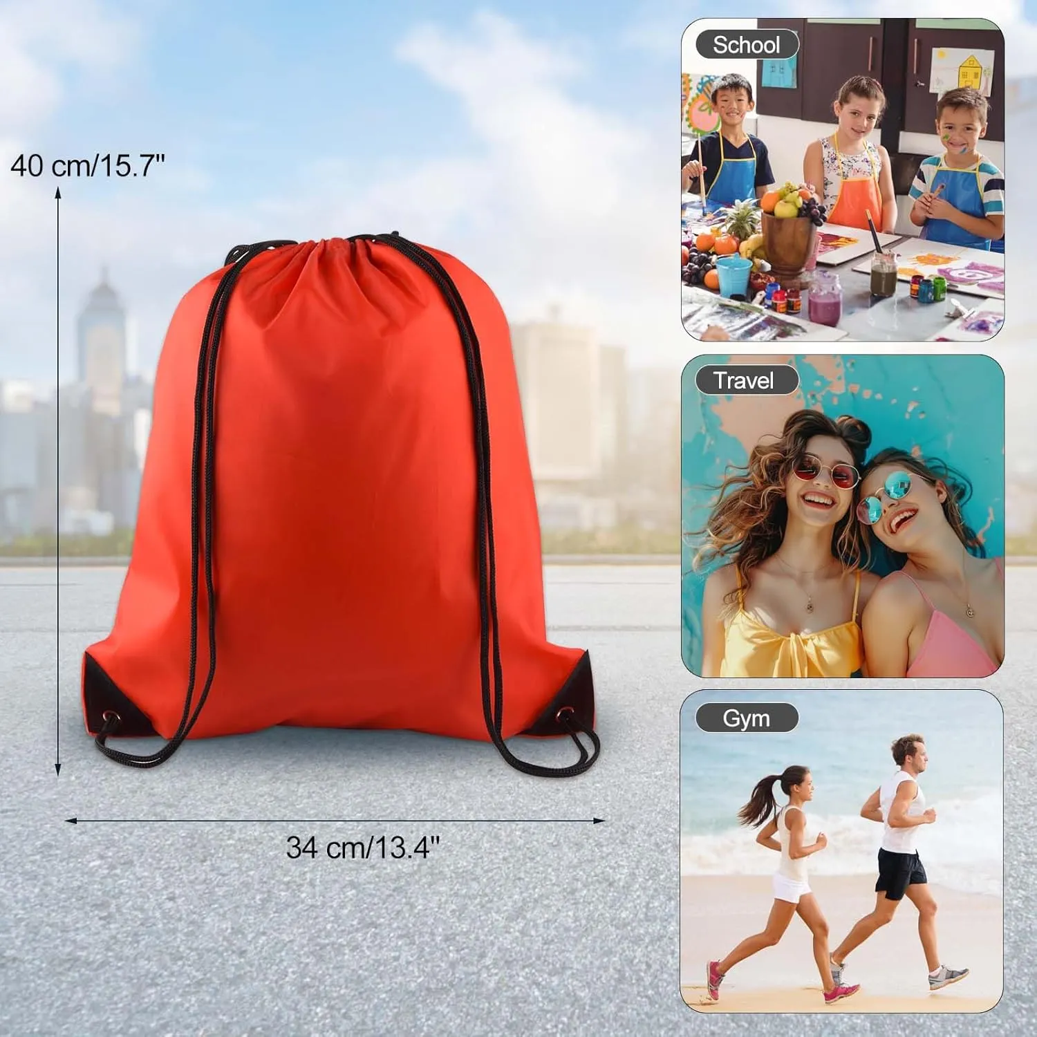 KUUQA 20Pcs Drawstring Backpack Bag Bulk Red Drawstring Bags String Backpack Sport Gym Sack Bags Foldable Storage Bag for Women Men Shopping Gym Travel Sports