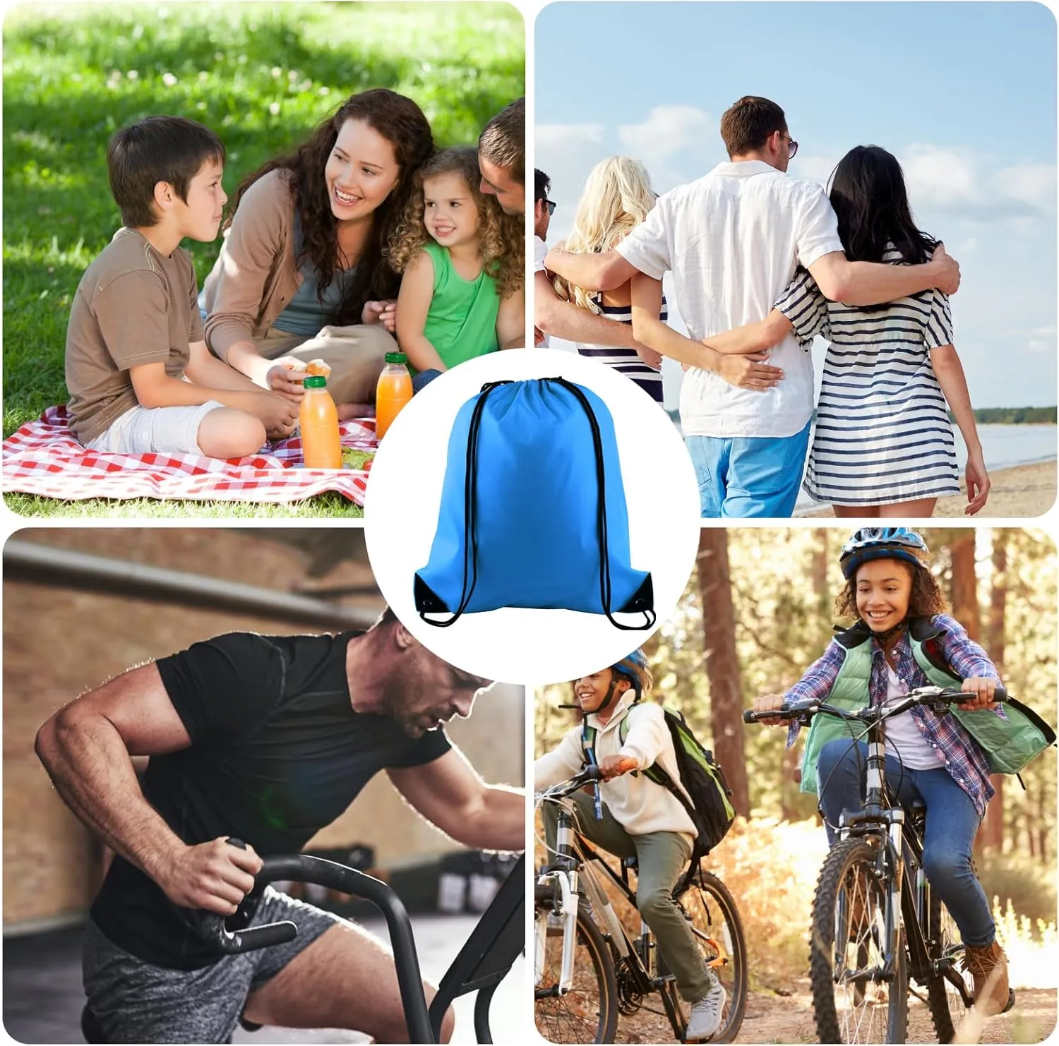 KUUQA 25Pcs Drawstring Backpack Bags Bulk Light Blue Drawstring Bag Foldable Gym Bag Sport Cinch Sack String Backpack Storage Bags for Women Men Shopping Gym Travel Sports