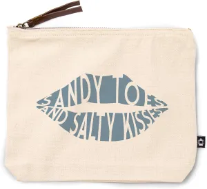 Lantern Press Sandy Toes and Salty Kisses Blue, 100% Cotton Zipper Pouch, Travel Accessory, Go Bag