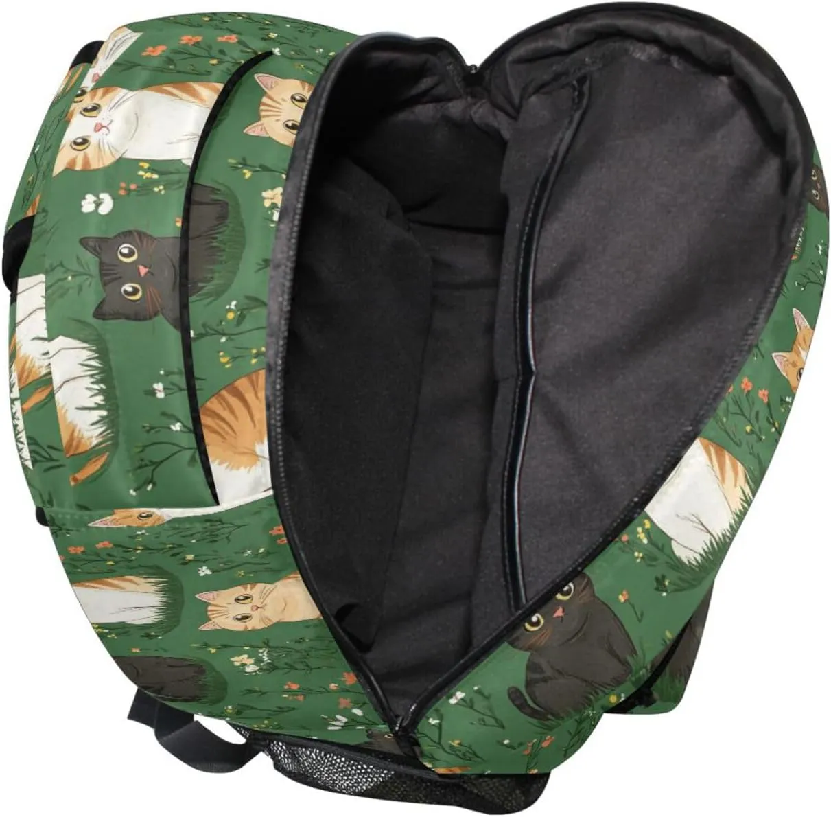 Laptop Backpack for Women Men Fashion Diaper Bag Backpack with Chest Strap for Travel Trip Cartoon Cute Cat Green