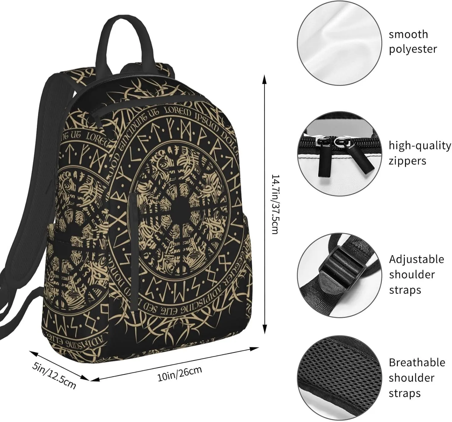Laptop Backpack Travel Backpack Large Diaper Bag Doctor Bag Backpack for Women & Men (Cool Norse Viking Vegvisir runic compass)
