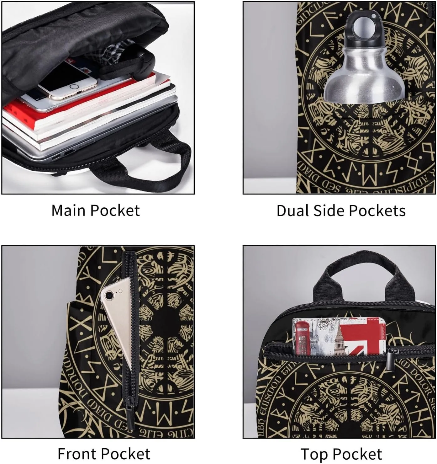 Laptop Backpack Travel Backpack Large Diaper Bag Doctor Bag Backpack for Women & Men (Cool Norse Viking Vegvisir runic compass)