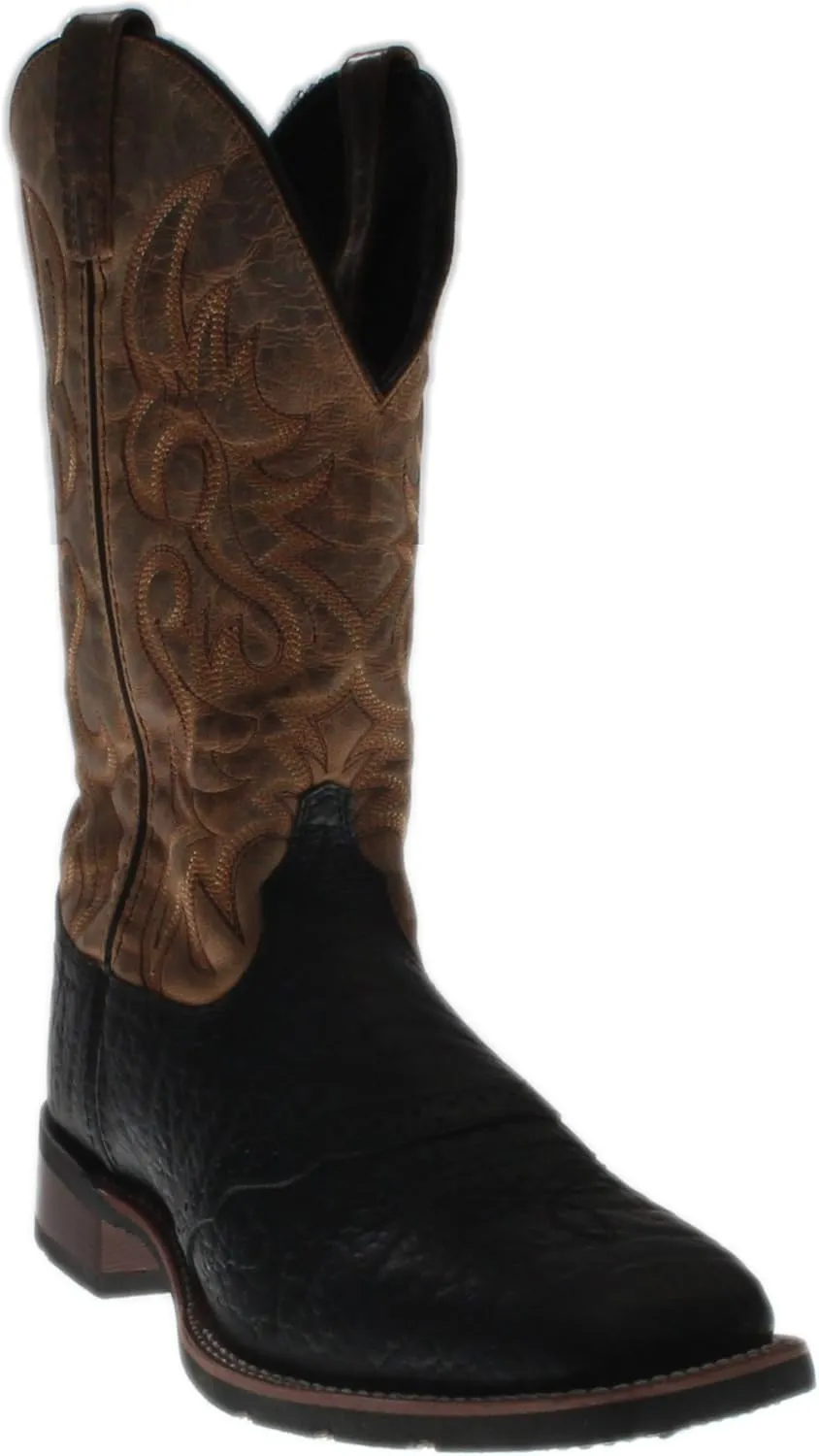 Laredo Mens Montana Embroidered Square Toe Pull On Casual Boots Mid Calf - Brown