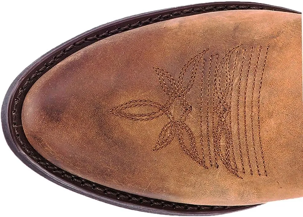 Laredo Womens Bridget Embroidered Round Toe Casual Boots Mid Calf Low Heel 1-2" - Brown