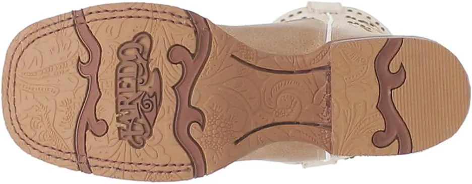 Laredo Womens Lydia Embroidered Studded Square Toe Casual Boots Mid Calf Low Heel 1-2" - Beige
