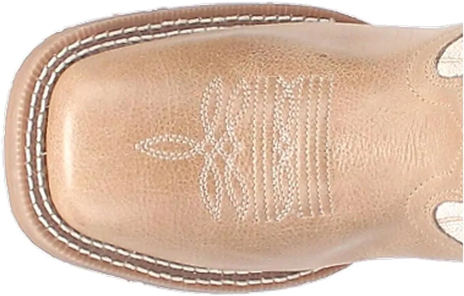 Laredo Womens Lydia Embroidered Studded Square Toe Casual Boots Mid Calf Low Heel 1-2" - Beige
