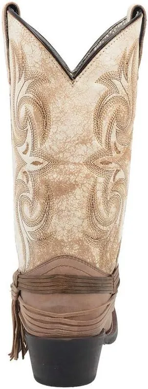 Laredo Womens Myra Embroidered Square Toe Dress Boots Mid Calf Low Heel 1-2" - Brown