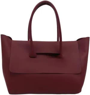 Large Capacity Burgundy PU Leather Tote Bag, Fashion Shoulder Handbag for Women, Minimalist Design