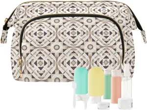 Large Quilted Makeup Organizer Travel Bag with Rectangular Padded Design