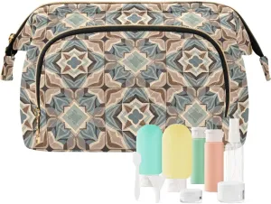 Large Quilted Makeup Organizer Travel Bag with Rectangular Padded Design