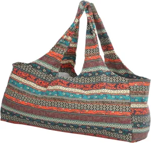 Large Yoga Mat Bag, Patterned Canvas Yoga Mat Bag Large Yoga Mat Tote Sling Carrier with Pockets Travel Yoga Gym Bag Yoga Mat Duffle Bag for Pilates Office Beach Workout