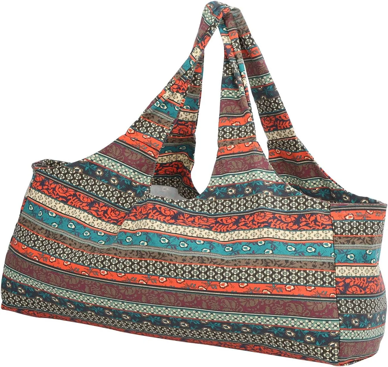 Large Yoga Mat Bag, Patterned Canvas Yoga Mat Bag Large Yoga Mat Tote Sling Carrier with Pockets Travel Yoga Gym Bag Yoga Mat Duffle Bag for Pilates Office Beach Workout