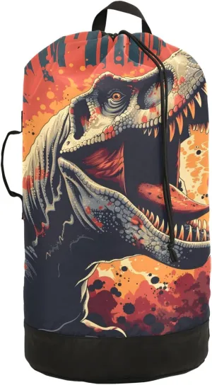 Laundry Bag Backpack Waterproof Beach Bag Clothes Hamper Bag T-rex Roar Large for Travel Camping Hiking Foldable Lightweight