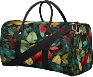Leaf Ornamental Color Duffel Bag Sport Gym Duffle Bag Chic Leaf Travel Bag Waterproof Weekender Overnight Tote Bag Foldable Carry on Bag Training Shoulder Bag for Women Men