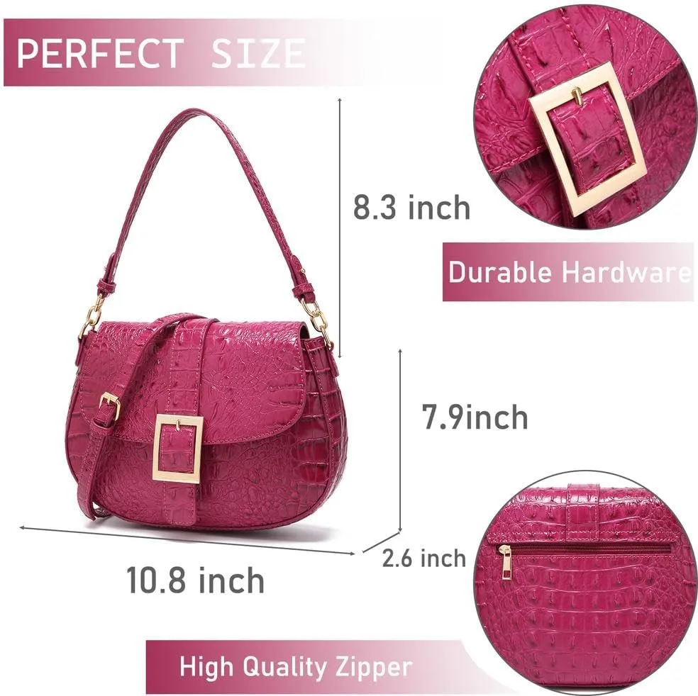 Leather Bags for Women Luxury Handbag Flap Purse Crocodile Pattern Crossbody Ladies Gradient Color Shoulder Bag