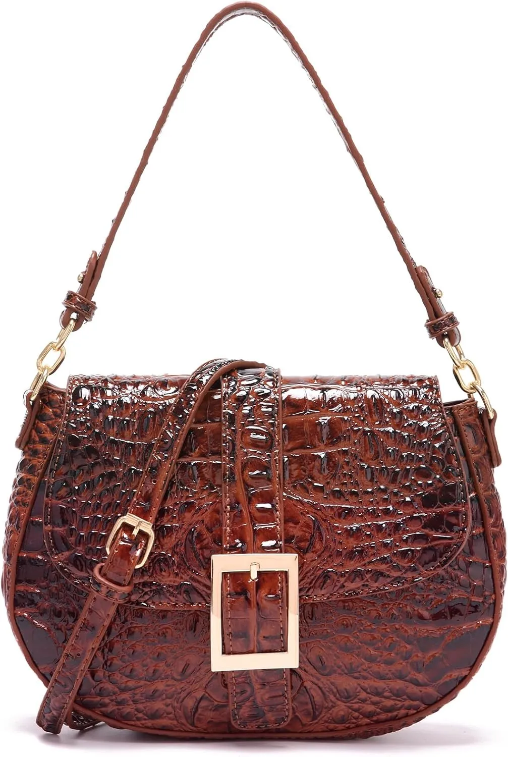Leather Bags for Women Luxury Handbag Flap Purse Crocodile Pattern Crossbody Ladies Gradient Color Shoulder Bag