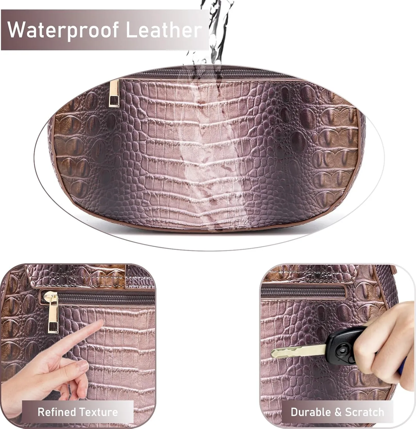 Leather Bags for Women Luxury Handbag Flap Purse Crocodile Pattern Crossbody Ladies Gradient Color Shoulder Bag