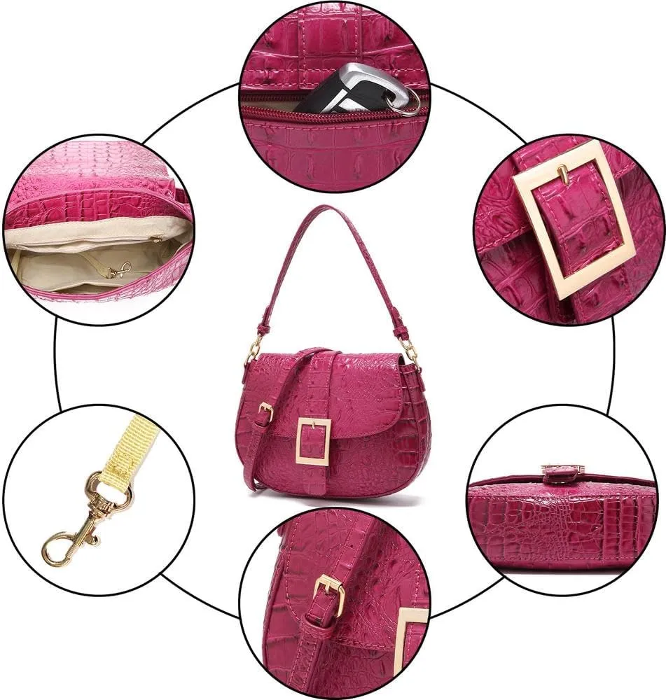 Leather Bags for Women Luxury Handbag Flap Purse Crocodile Pattern Crossbody Ladies Gradient Color Shoulder Bag