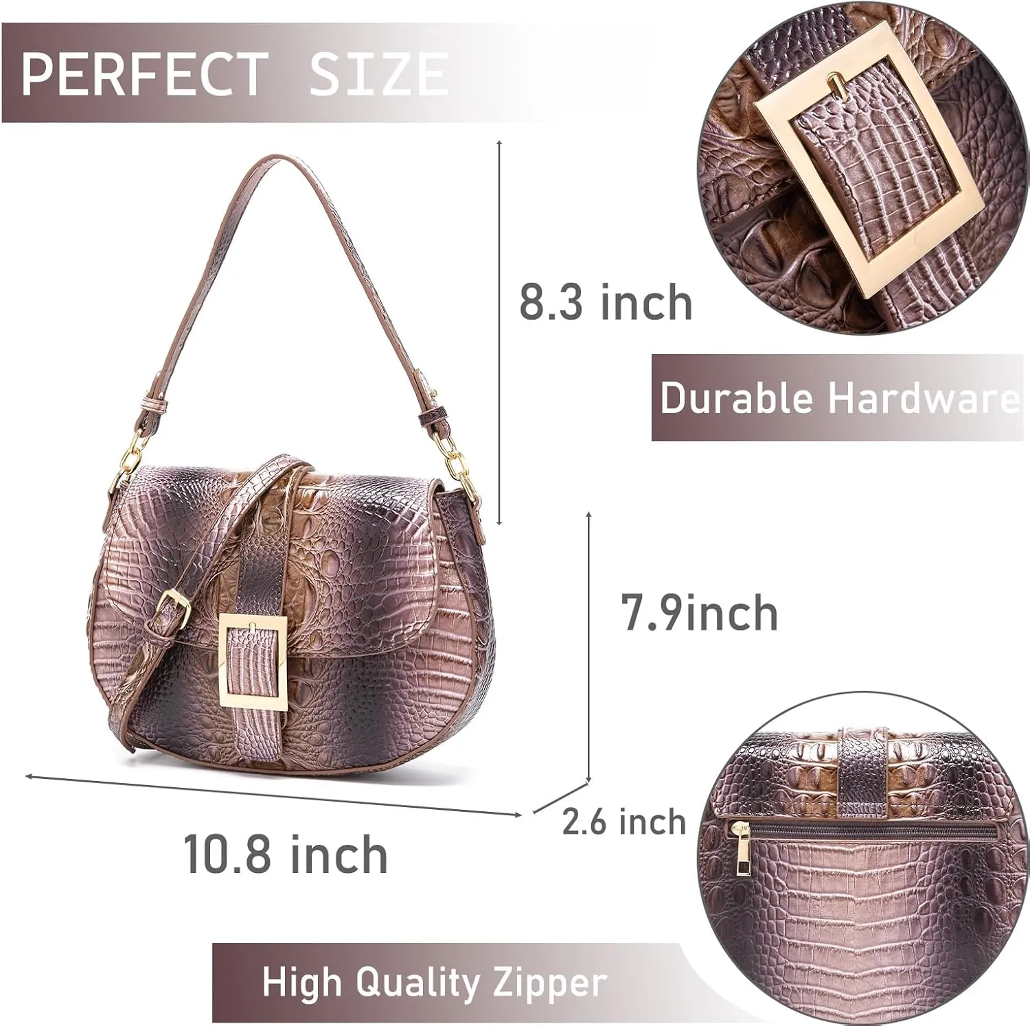 Leather Bags for Women Luxury Handbag Flap Purse Crocodile Pattern Crossbody Ladies Gradient Color Shoulder Bag