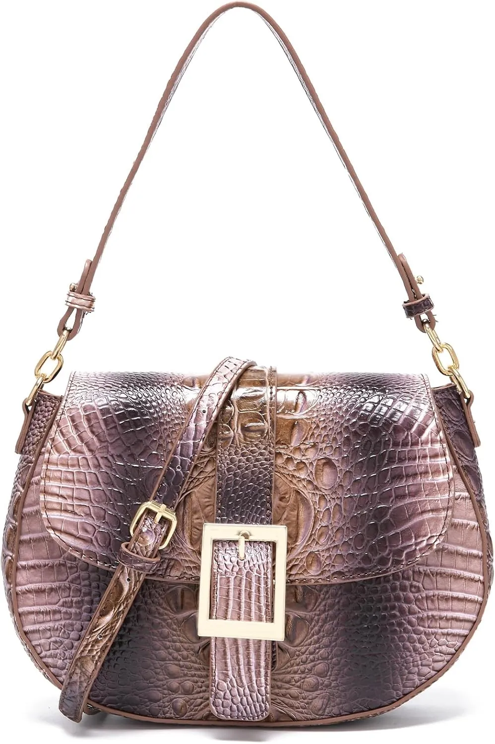 Leather Bags for Women Luxury Handbag Flap Purse Crocodile Pattern Crossbody Ladies Gradient Color Shoulder Bag