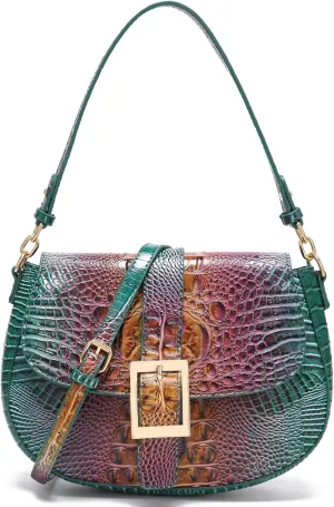 Leather Bags for Women Luxury Handbag Flap Purse Crocodile Pattern Crossbody Ladies Gradient Color Shoulder Bag