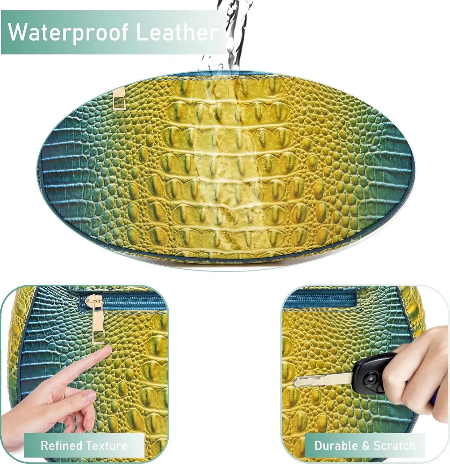 Leather Bags for Women Luxury Handbag Flap Purse Crocodile Pattern Crossbody Ladies Gradient Color Shoulder Bag