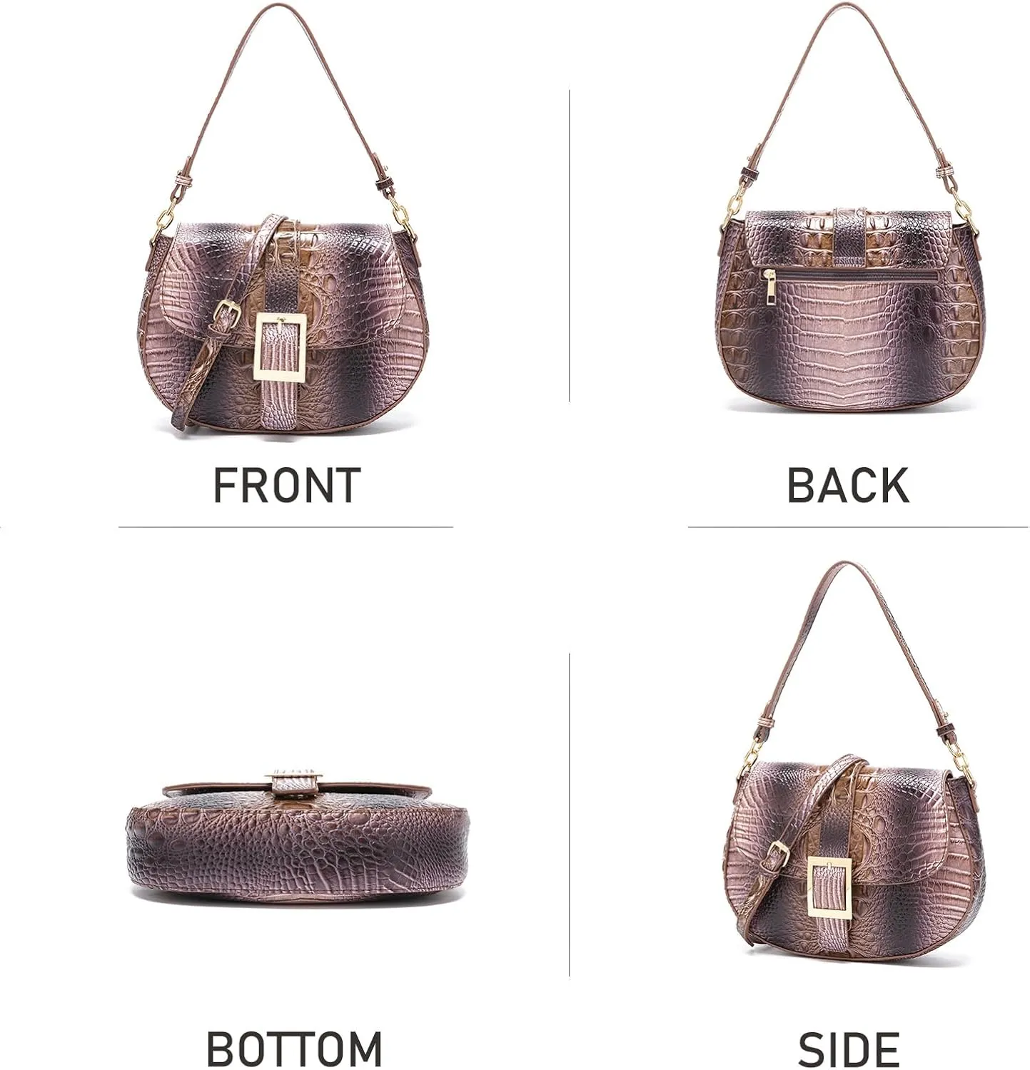 Leather Bags for Women Luxury Handbag Flap Purse Crocodile Pattern Crossbody Ladies Gradient Color Shoulder Bag