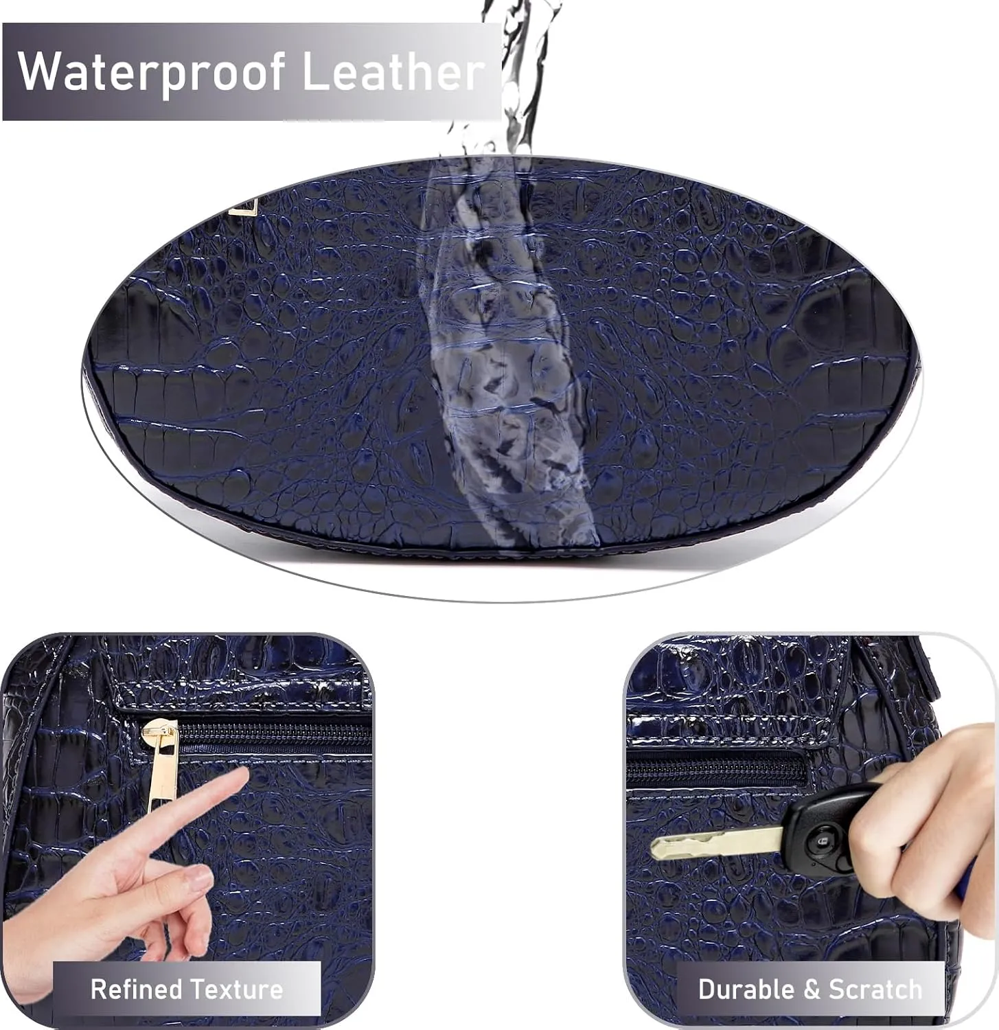 Leather Bags for Women Luxury Handbag Flap Purse Crocodile Pattern Crossbody Ladies Gradient Color Shoulder Bag