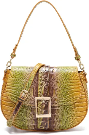 Leather Bags for Women Luxury Handbag Flap Purse Crocodile Pattern Crossbody Ladies Gradient Color Shoulder Bag