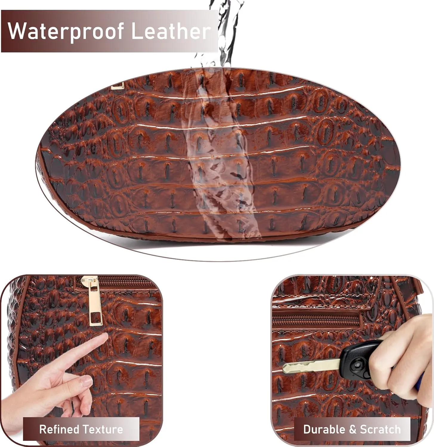 Leather Bags for Women Luxury Handbag Flap Purse Crocodile Pattern Crossbody Ladies Gradient Color Shoulder Bag
