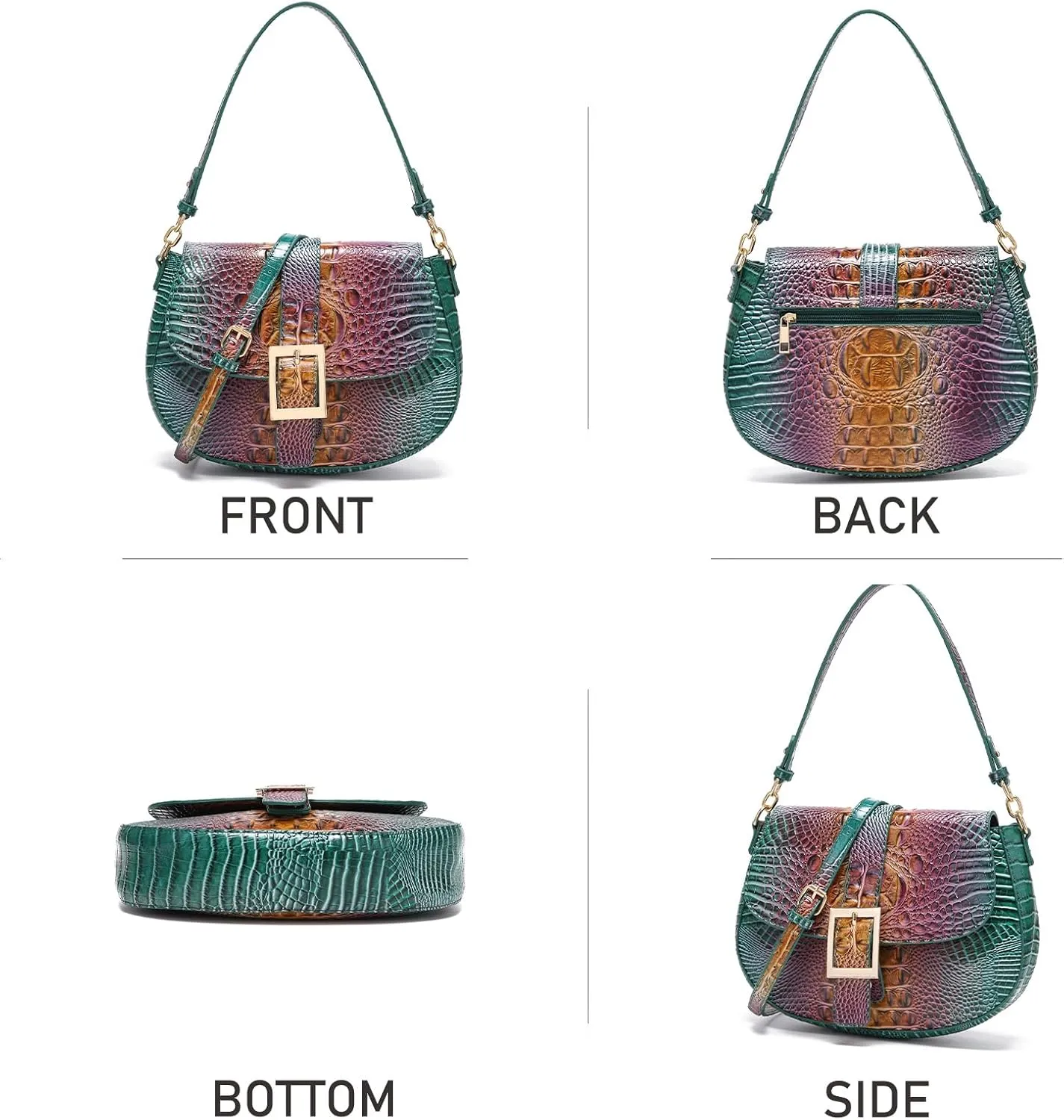Leather Bags for Women Luxury Handbag Flap Purse Crocodile Pattern Crossbody Ladies Gradient Color Shoulder Bag