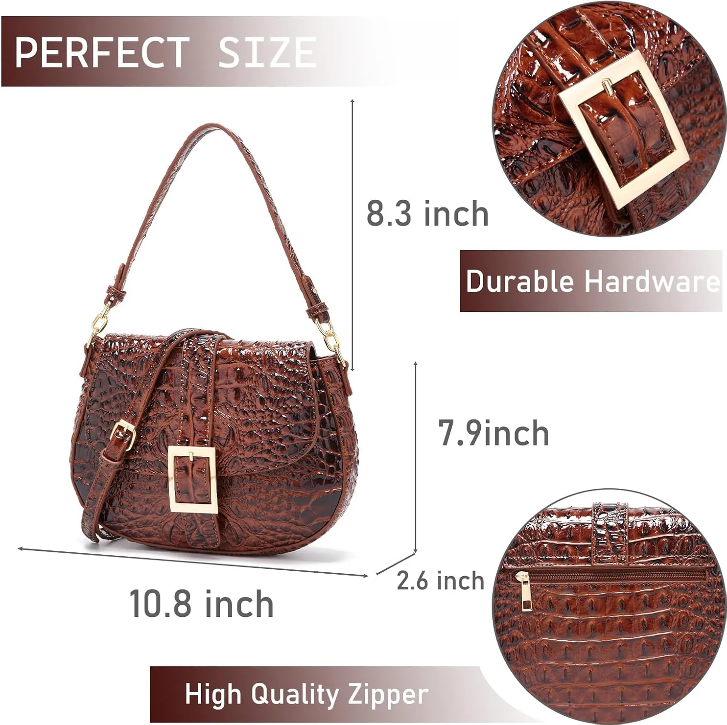 Leather Bags for Women Luxury Handbag Flap Purse Crocodile Pattern Crossbody Ladies Gradient Color Shoulder Bag