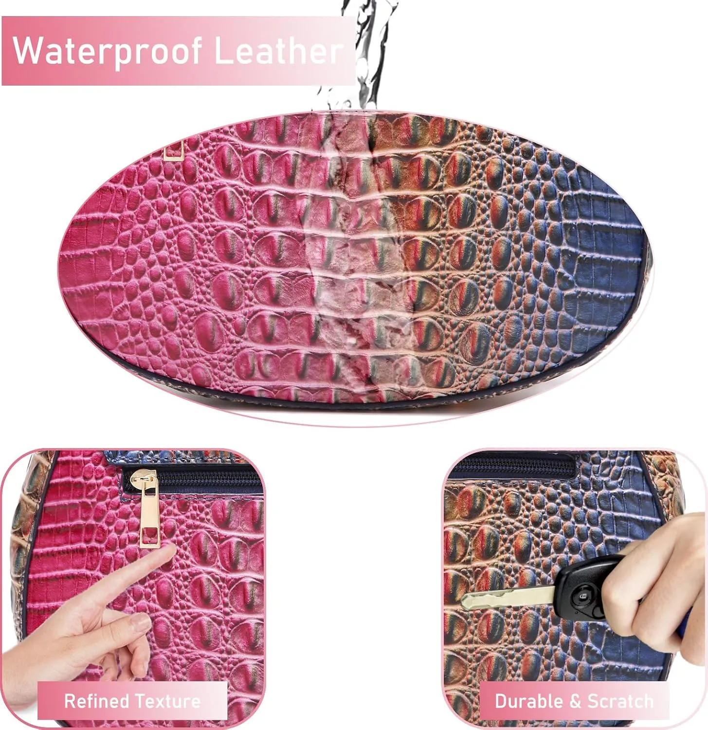 Leather Bags for Women Luxury Handbag Flap Purse Crocodile Pattern Crossbody Ladies Gradient Color Shoulder Bag