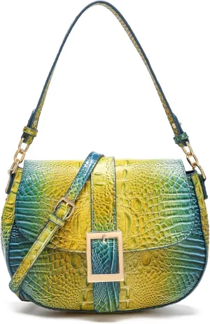 Leather Bags for Women Luxury Handbag Flap Purse Crocodile Pattern Crossbody Ladies Gradient Color Shoulder Bag