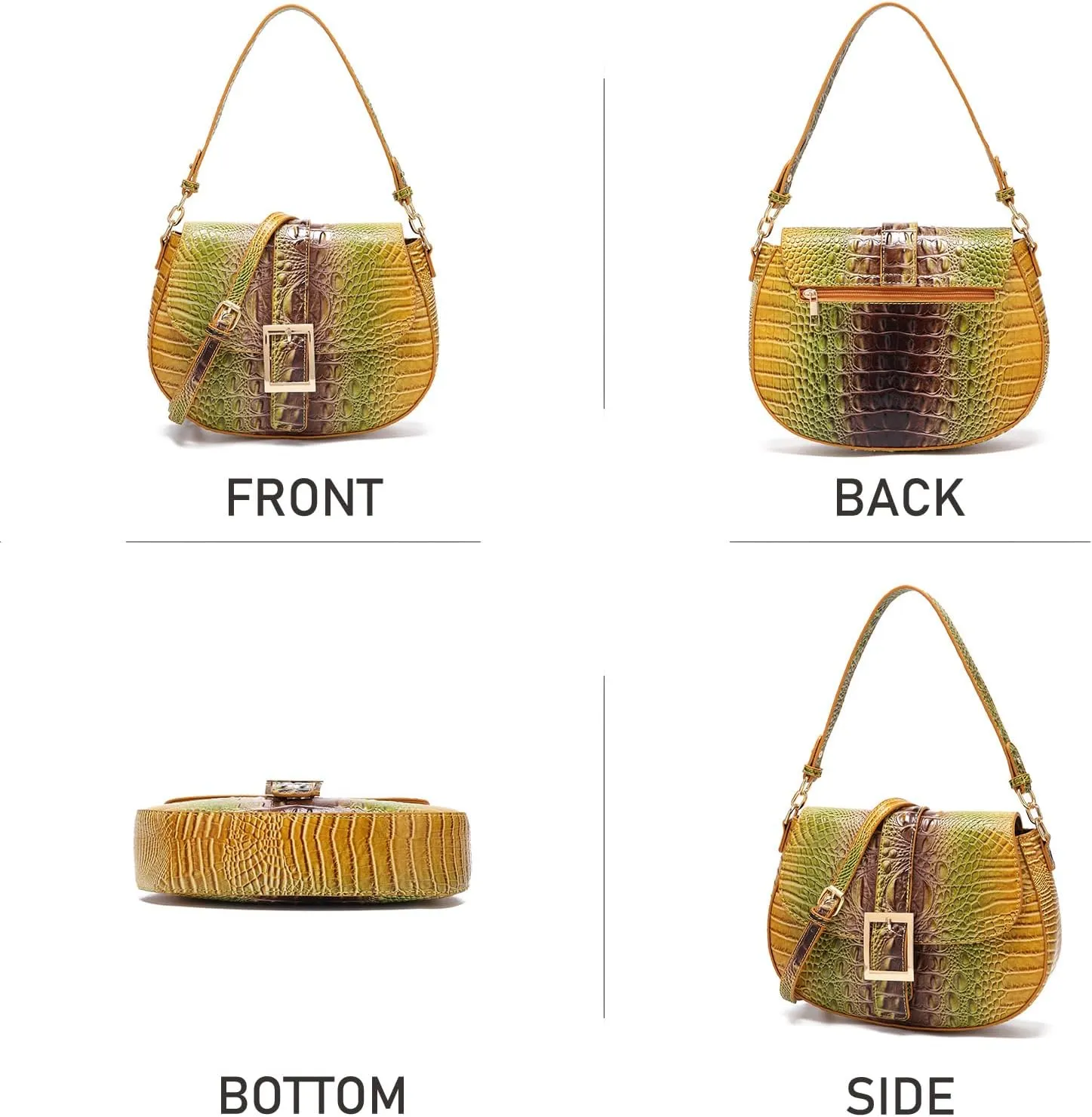 Leather Bags for Women Luxury Handbag Flap Purse Crocodile Pattern Crossbody Ladies Gradient Color Shoulder Bag