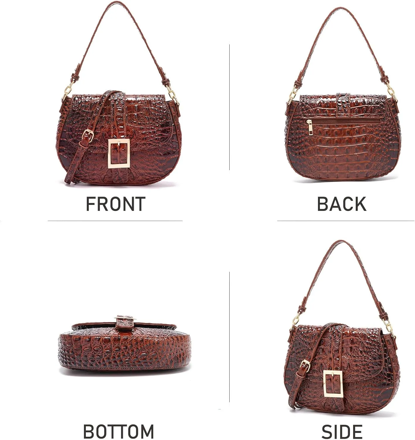 Leather Bags for Women Luxury Handbag Flap Purse Crocodile Pattern Crossbody Ladies Gradient Color Shoulder Bag