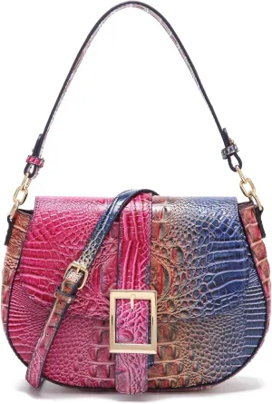 Leather Bags for Women Luxury Handbag Flap Purse Crocodile Pattern Crossbody Ladies Gradient Color Shoulder Bag