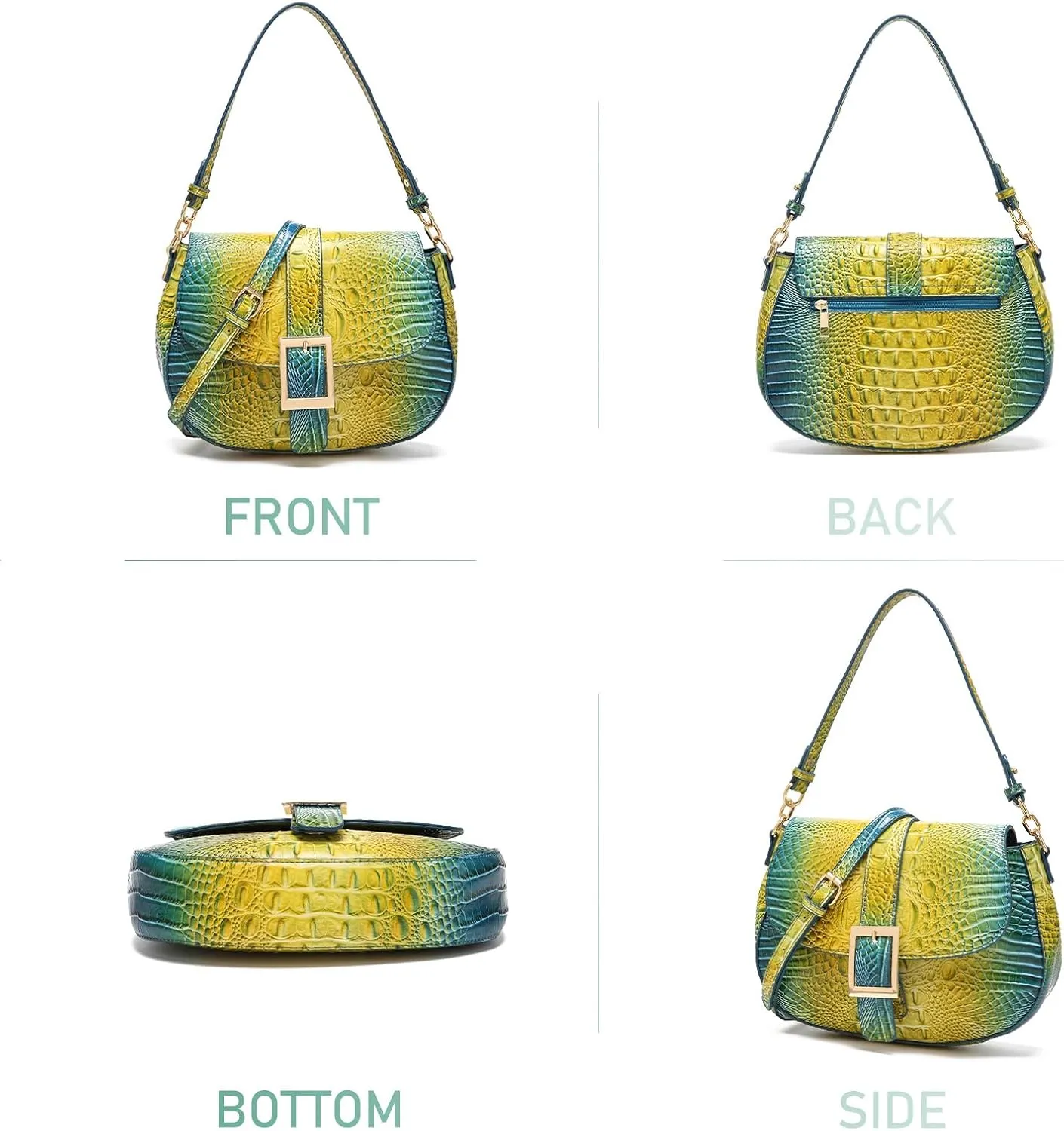 Leather Bags for Women Luxury Handbag Flap Purse Crocodile Pattern Crossbody Ladies Gradient Color Shoulder Bag