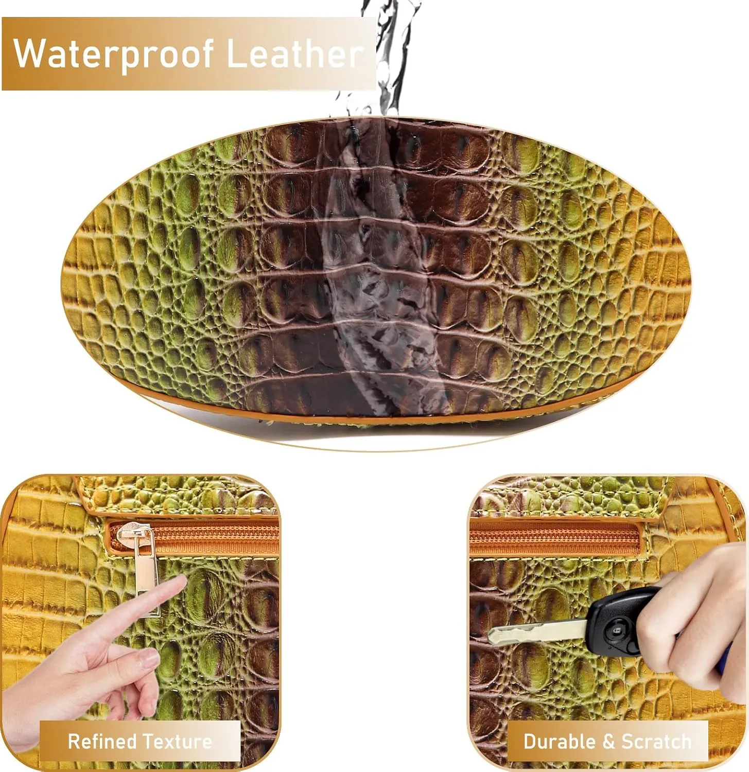 Leather Bags for Women Luxury Handbag Flap Purse Crocodile Pattern Crossbody Ladies Gradient Color Shoulder Bag